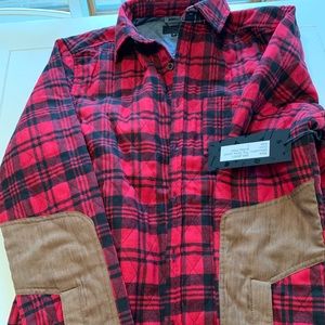 Manmade plaid shirt black/red Large